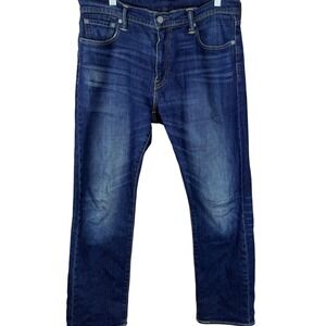 Levis 504 Regular Straight Fit Jeans Mens 32x30 Dark Wash Blue Stretch Denim